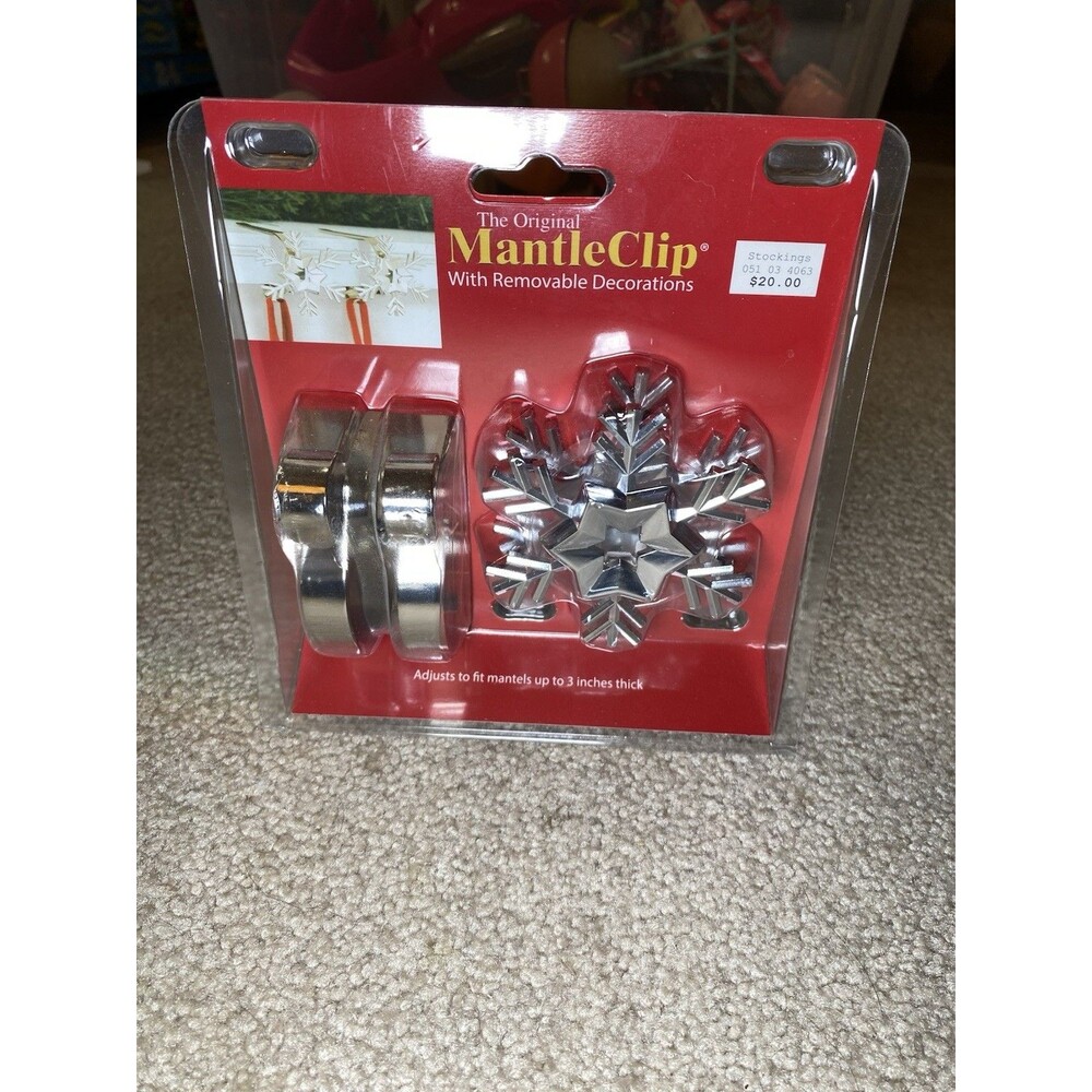 The Original MantleClip Silver Snowflake Stocking Hangers Lot of 4